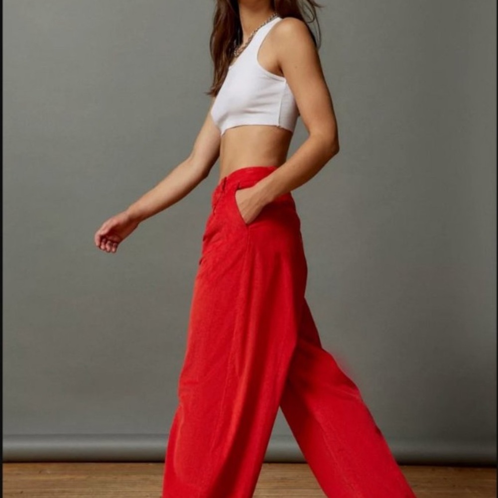 BDG Urban Outfitters‎ Grandpa 100% Cotton Red Corduroy Baggy Trouser Pant Size 0 - Picture 2 of 15